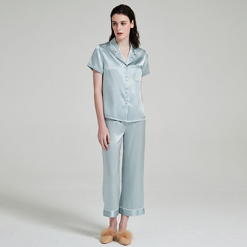 SuuSilk 19 Momme Silk Pajama Set – Short Sleeve & Long Pants