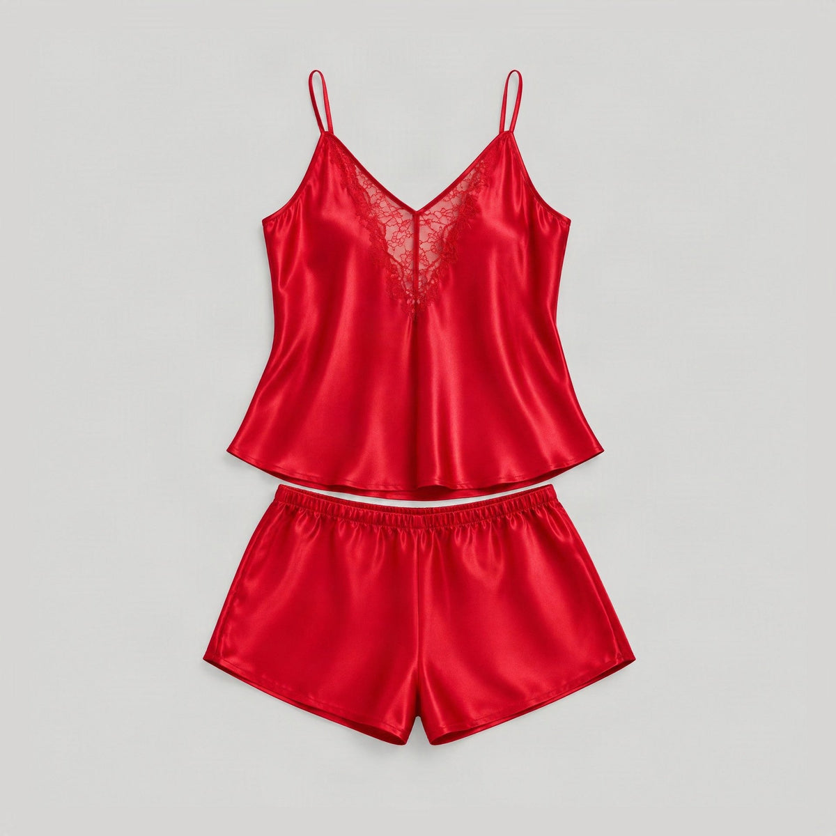 SuuSilk 19 Momme Silk Lace-Trim Cami & Shorts Set