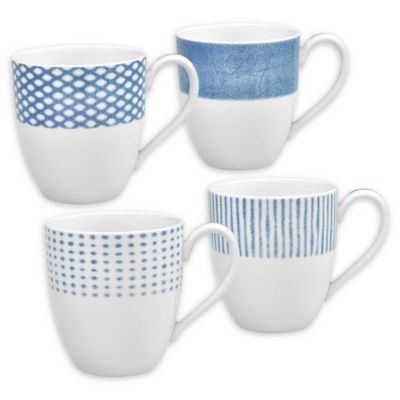 Noritake Hammock 4-Pc. Assorted Mug Set - Blue and White