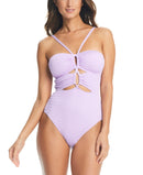 Bar Iii Women's Pucker up Textured Keyhole-Cutout Swimsuit