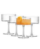 JoyJolt Elle Ribbed Coupe Martini Glasses, Set of 4 - Clear