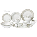 Lorren Home Trends Olympia Mix and Match 57-pc Dinnerware Set, Service for 8 - Silver
