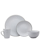 Elama 16-Piece Stoneware Dinnerware Set, Slate/Stone Pearl
