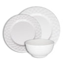 222 Fifth Basket Weave White 12 Piece Melamine Dinnerware Set, Service for 4