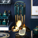 7-Piece Nonstick Silicone Kitchen Utensil Set with Stainless Steel Handles – Spatula, Ladle, Pasta Server & More