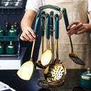 7-Piece Nonstick Silicone Kitchen Utensil Set with Stainless Steel Handles – Spatula, Ladle, Pasta Server & More