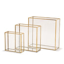IKT002-S3 Windows Square Vases with Gold Metal Trim - Set of 3