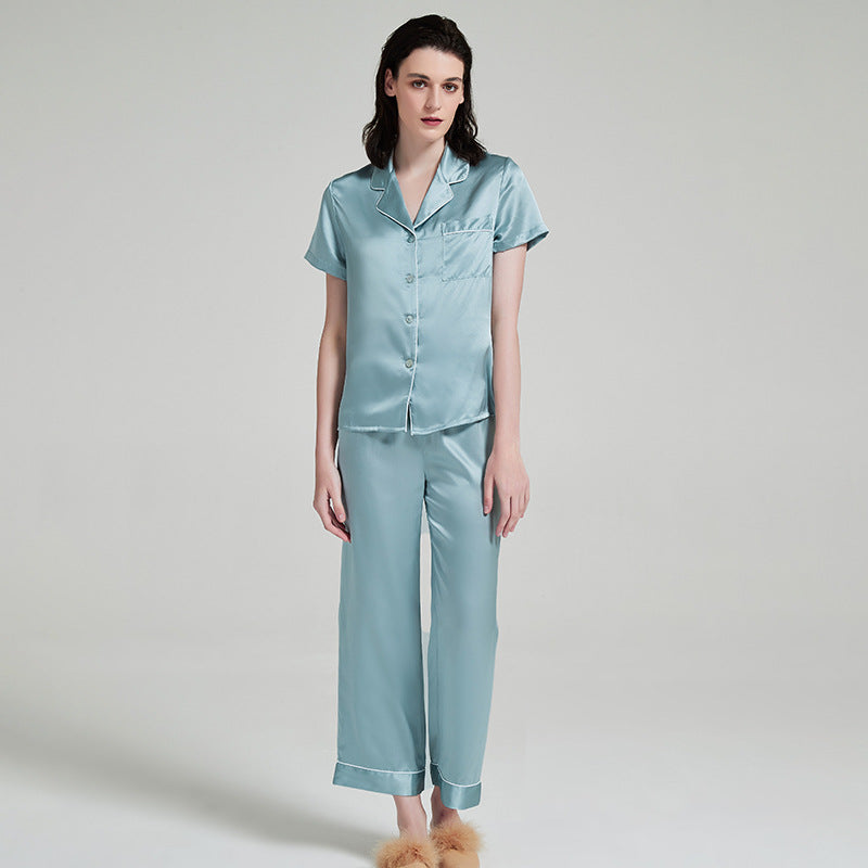 SuuSilk 19 Momme Silk Pajama Set – Short Sleeve & Long Pants
