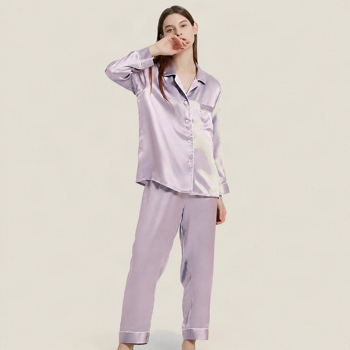 SuuSilk 16 Momme Lightweight Silk Pajama Set – Long Sleeve