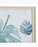 Canvas 2 Piece Coastal Leaves Framed Wall Art Set - Blue
