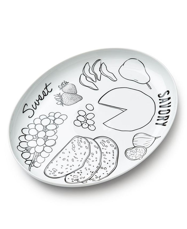 The Cellar Sketched Porcelain Cheese Platter 14 X 11"