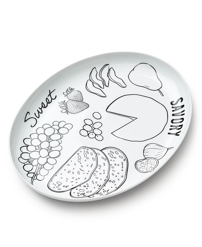 The Cellar Sketched Porcelain Cheese Platter 14 X 11"