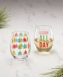 Cambridge Sleigh All Day Stemless Wine Glasses, Set of 2 - Multi