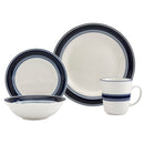 Tabletops Gallery Isiah 16-Piece Blue Stripe Dinnerware Set (Service for 4), White