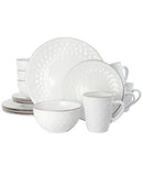 Elama 16-Piece Stoneware Dinnerware Set, Slate/Stone Pearl