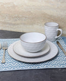 Elama 16-Piece Stoneware Dinnerware Set, Slate/Stone Pearl