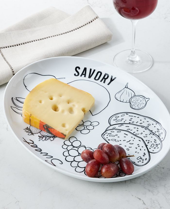 The Cellar Sketched Porcelain Cheese Platter 14 X 11"