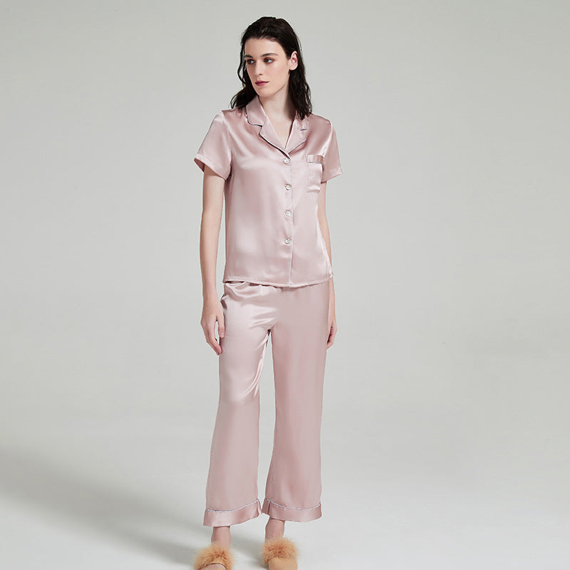 SuuSilk 19 Momme Silk Pajama Set – Short Sleeve & Long Pants