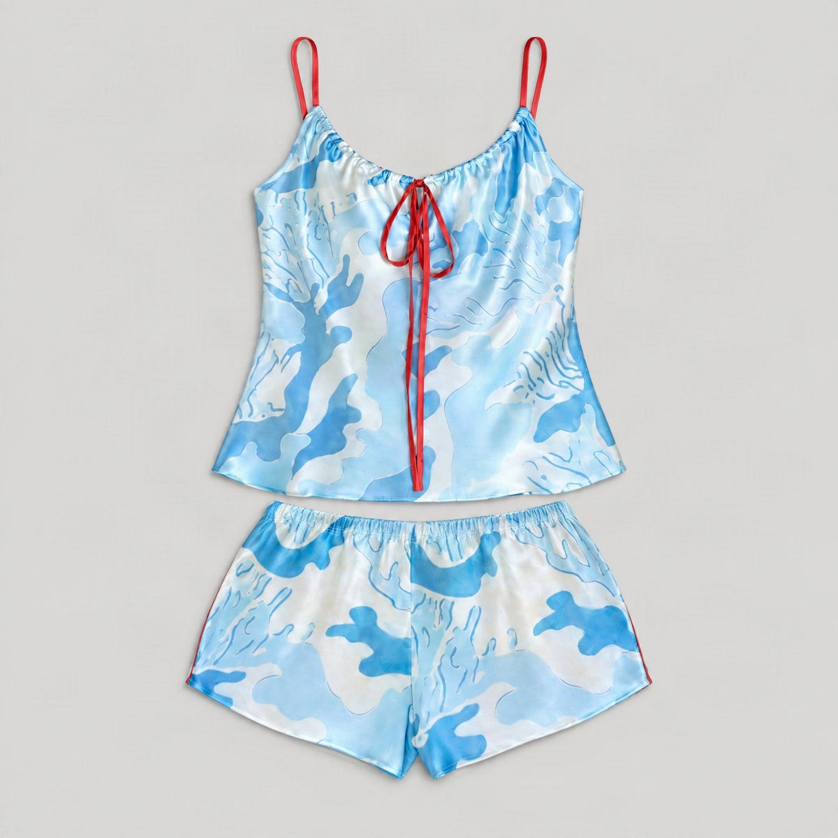 SuuSilk 19 Momme Silk Cami & Shorts Set – Underwater Voyage Blue