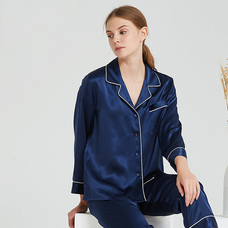 SuuSilk 19 Momme Silk Pajama Set – Long Sleeve, Notch Lapel