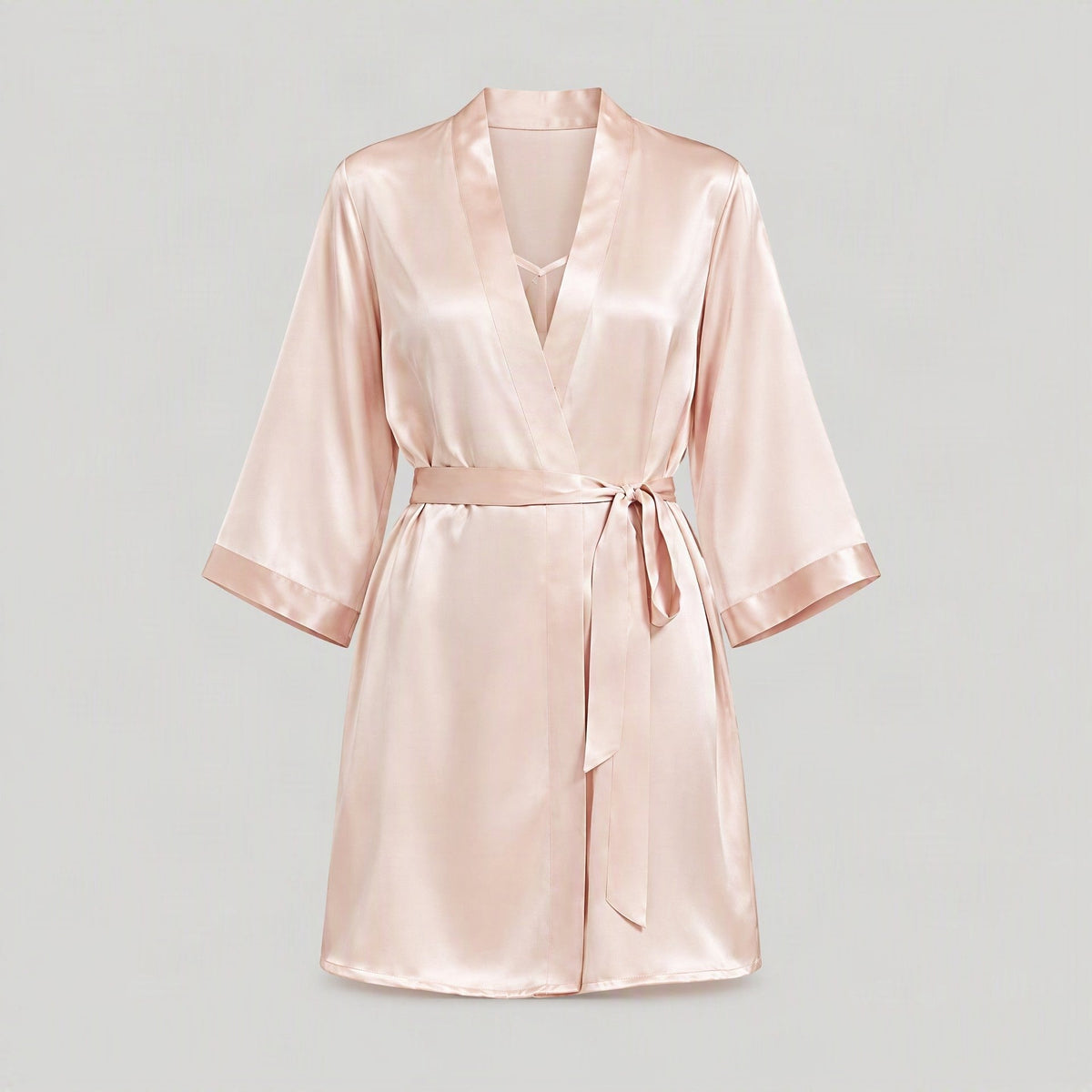 SuuSilk 19 Momme Embroidered Silk Robe & Cami Set