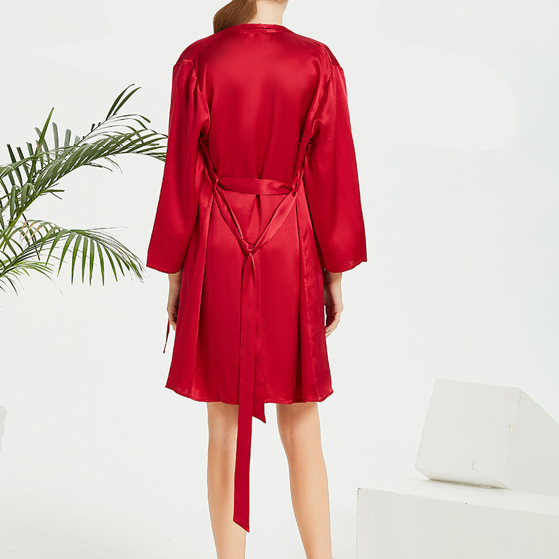 SuuSilk 19 Momme Embroidered Silk Robe & Cami Set