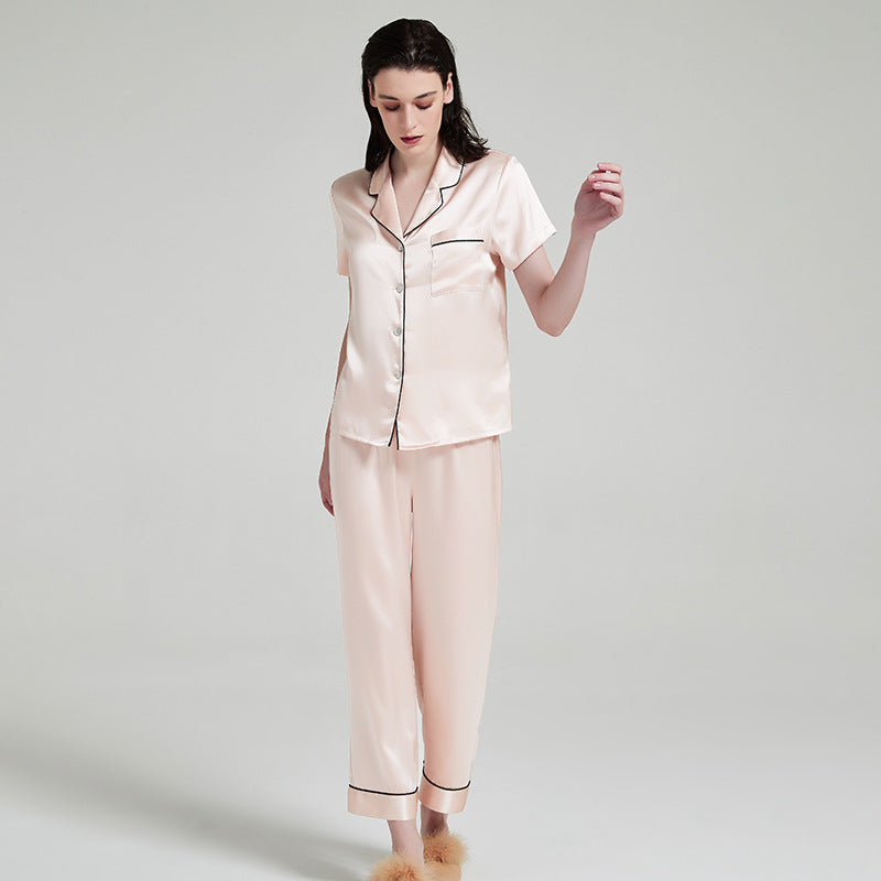 SuuSilk 19 Momme Silk Pajama Set – Short Sleeve & Long Pants