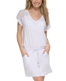 Calvin Klein Crochet-Shoulder Tunic Cover-Up – White | Size L/X
