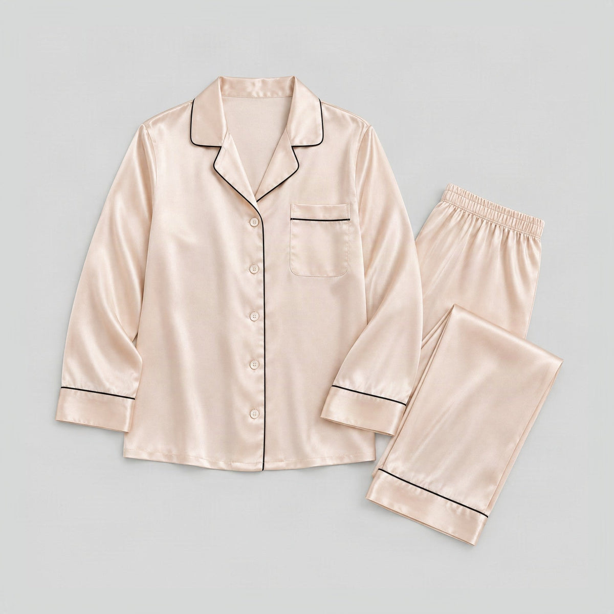 SuuSilk 16 Momme Lightweight Silk Pajama Set – Long Sleeve