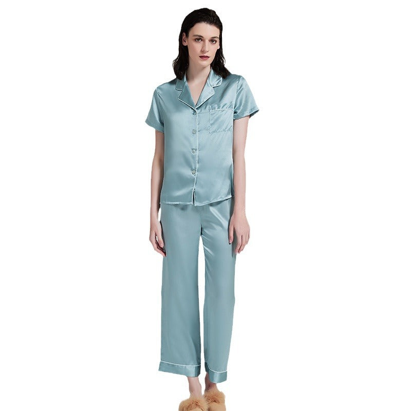 SuuSilk 19 Momme Silk Pajama Set – Short Sleeve & Long Pants