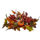 16 Pumpkin, Berry, and Gourd Artificial Fall Harvest Arrangement Candelabrum - All