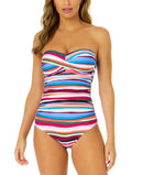 Anne Cole Women's Striped Twist-Front Bandeau One-Piece Swimsuit - Multi Color Stripe