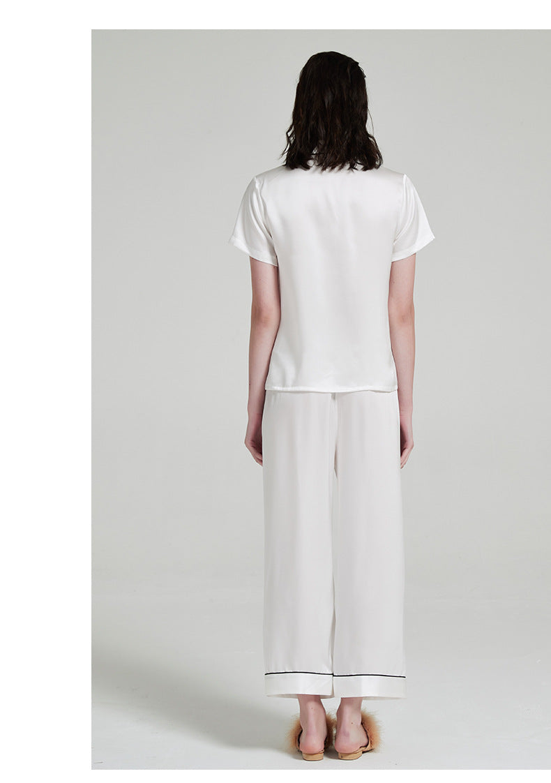 SuuSilk 19 Momme Silk Pajama Set – Short Sleeve & Long Pants