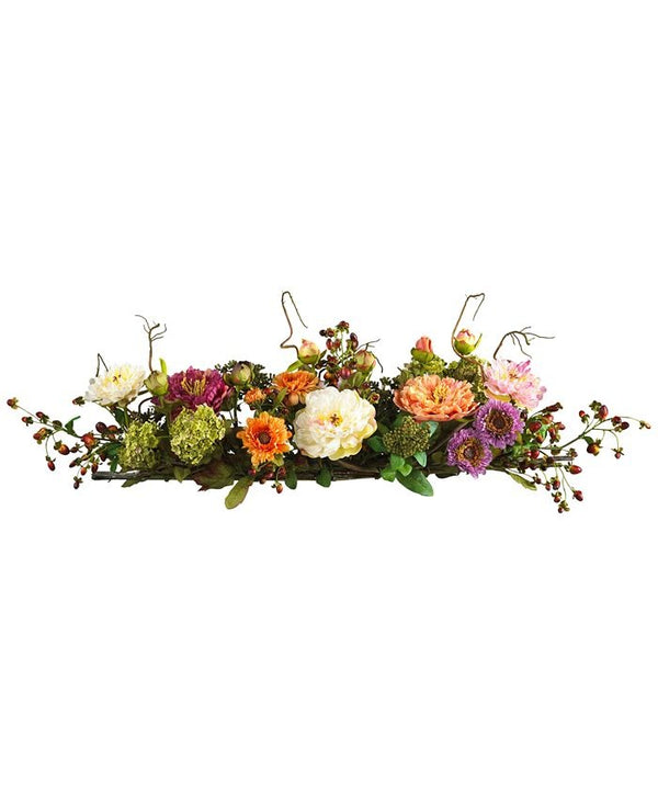 Nearly Natural Mixed Peony Centerpiece Flower Arrangement - Mixed