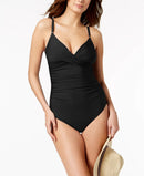 Calvin Klein Twist-Front Tummy-Control One-Piece Swimsuit – Black |