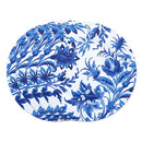 SARO CH016.IN14R 14 in. Round French Style Floral Print Decorative Charger Plate Indigo- Set of 4