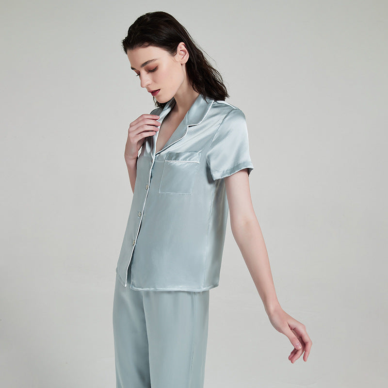 SuuSilk 19 Momme Silk Pajama Set – Short Sleeve & Long Pants