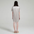 SuuSilk 19 Momme Silk Button-Front Nightgown – Grey