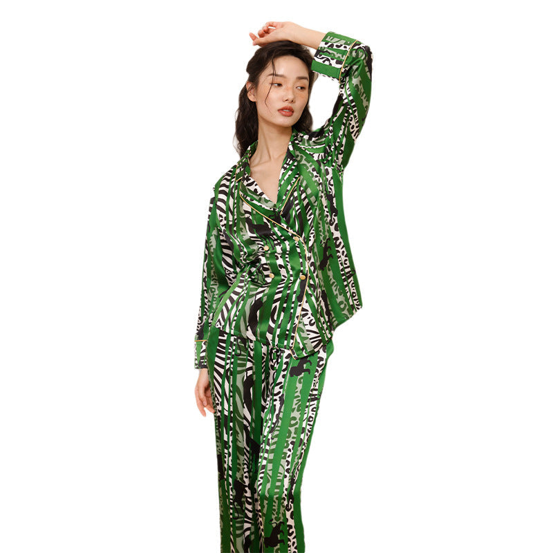 SuuSilk 19 Momme Silk Pajama Set – Oasis Print, Long Sleeve