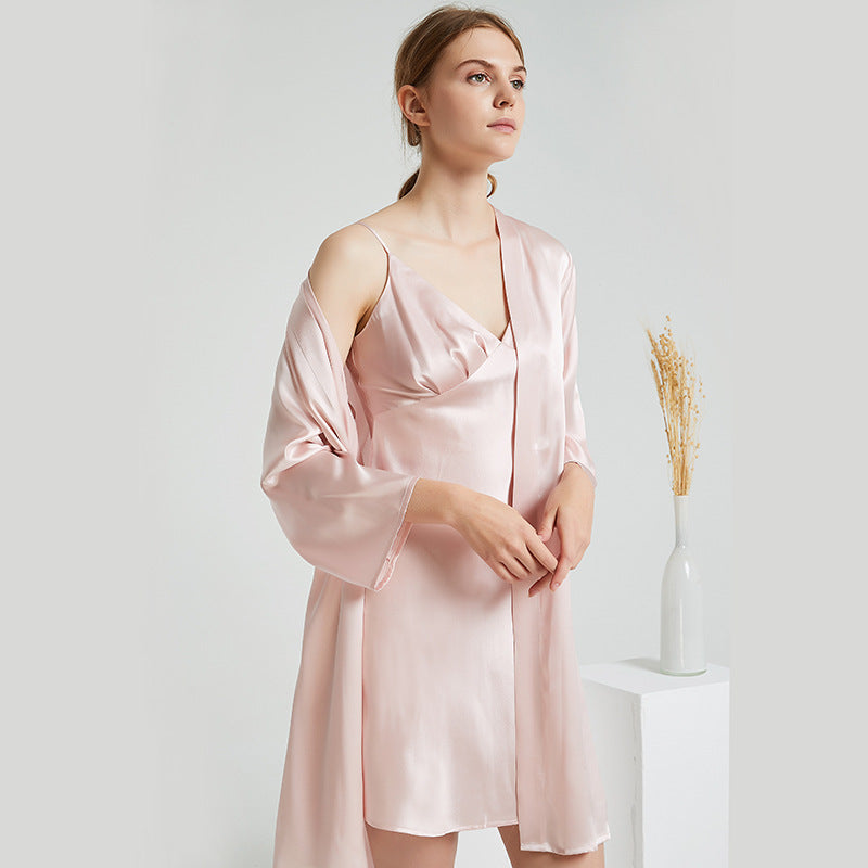 SuuSilk 19 Momme Silk Robe & Cami Set – 3/4 Sleeve