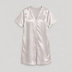 SuuSilk 19 Momme Silk Button-Front Nightgown – Grey