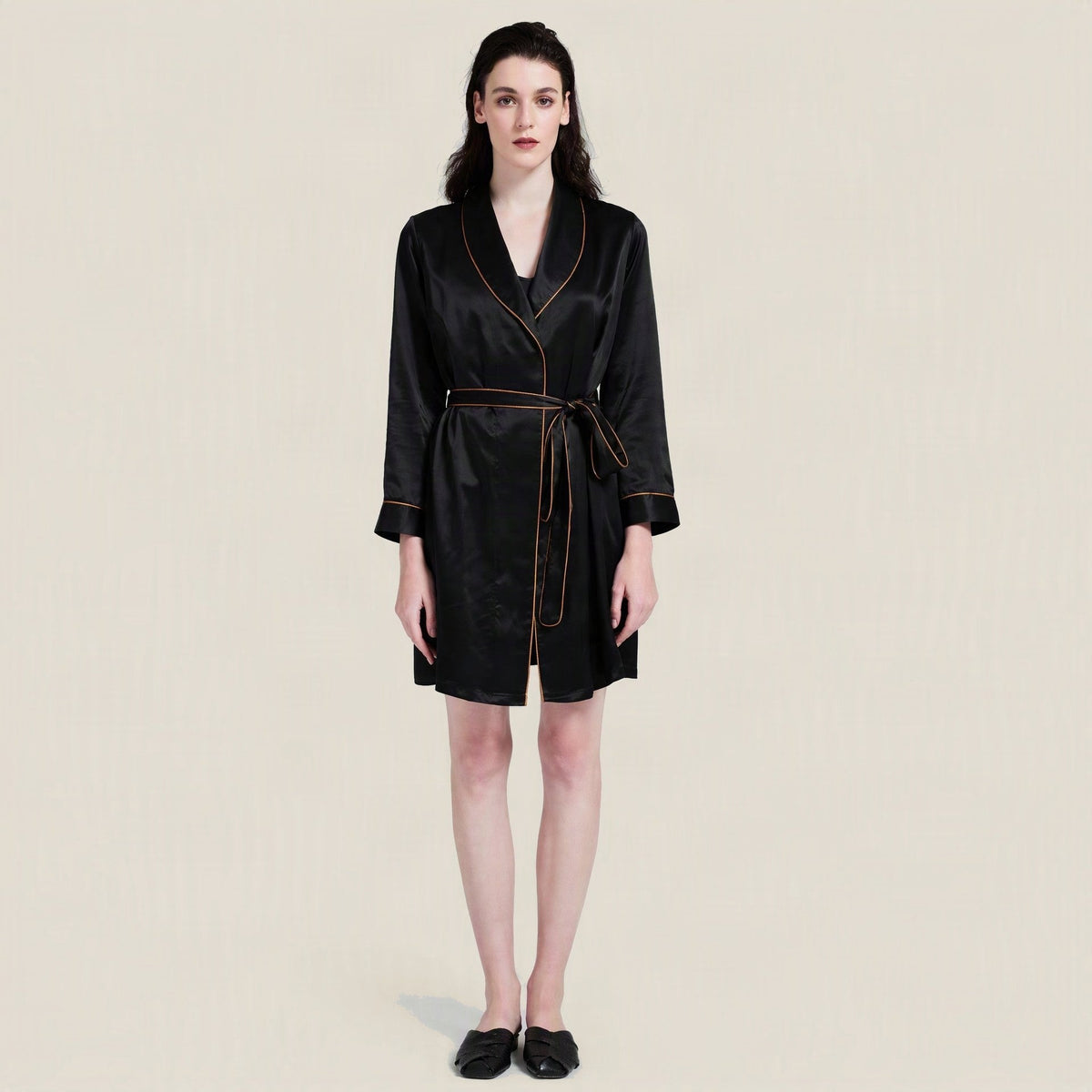 SuuSilk 19 Momme Silk Robe & Cami Set – Black, Wine Red & Apricot