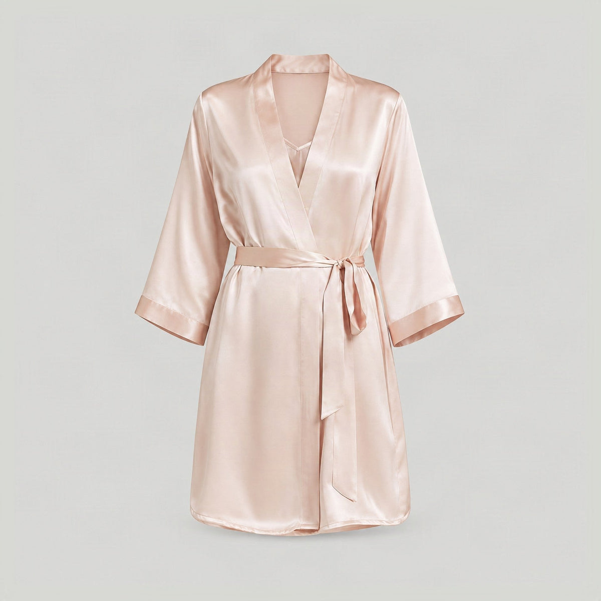 SuuSilk 19 Momme Embroidered Silk Robe & Cami Set