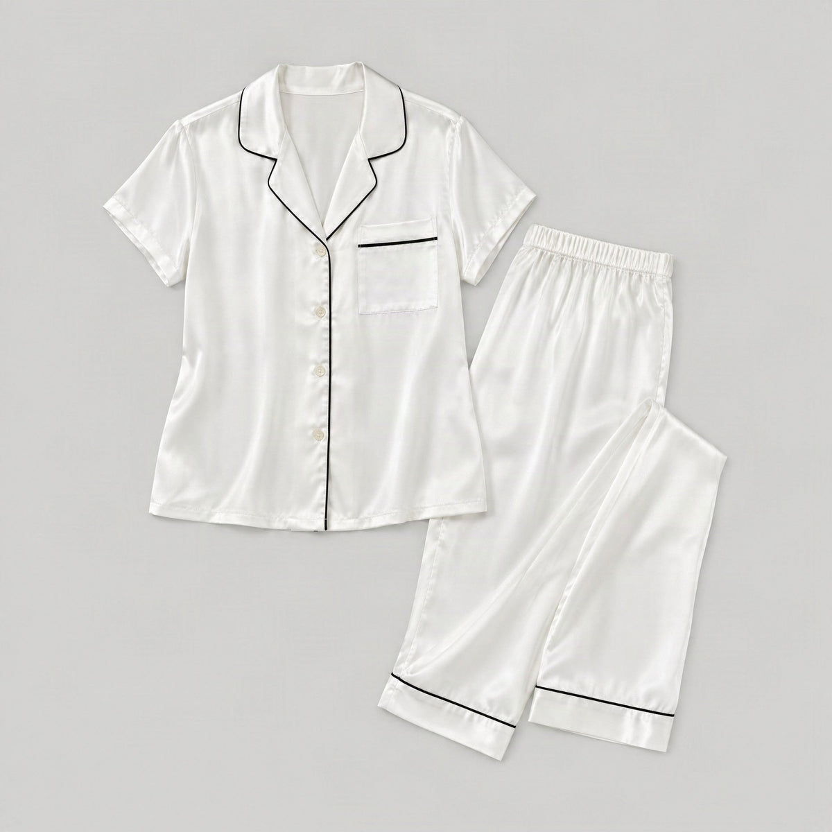 SuuSilk 19 Momme Silk Pajama Set – Short Sleeve & Long Pants