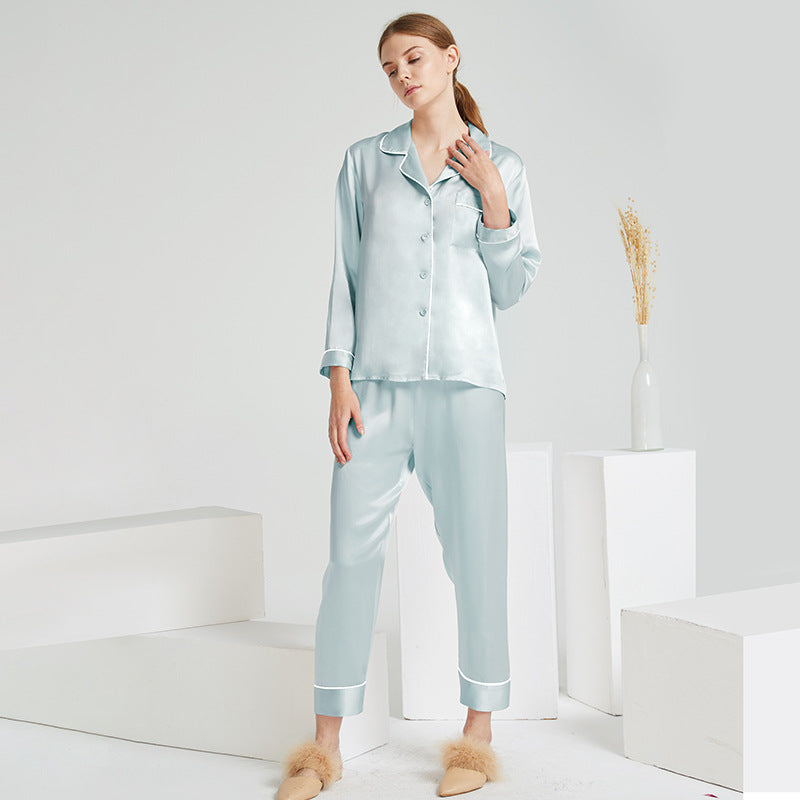 SuuSilk 19 Momme Silk Pajama Set – Long Sleeve, Notch Lapel