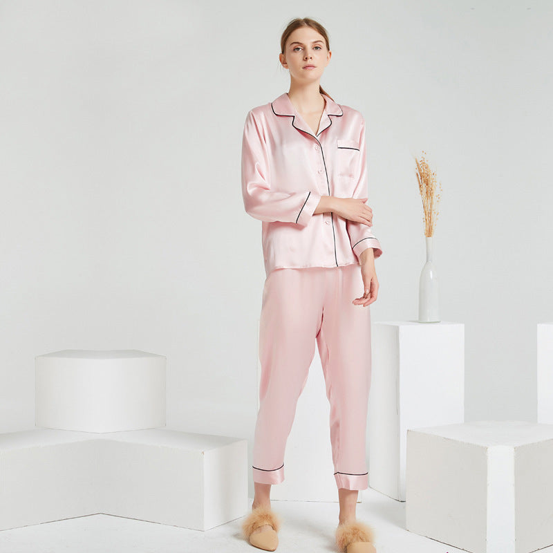 SuuSilk 19 Momme Silk Pajama Set – Long Sleeve, Notch Lapel