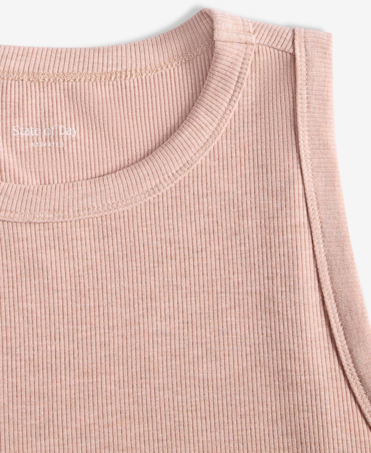 State of Day Ribbed High-Neck Sleep Top – Brown