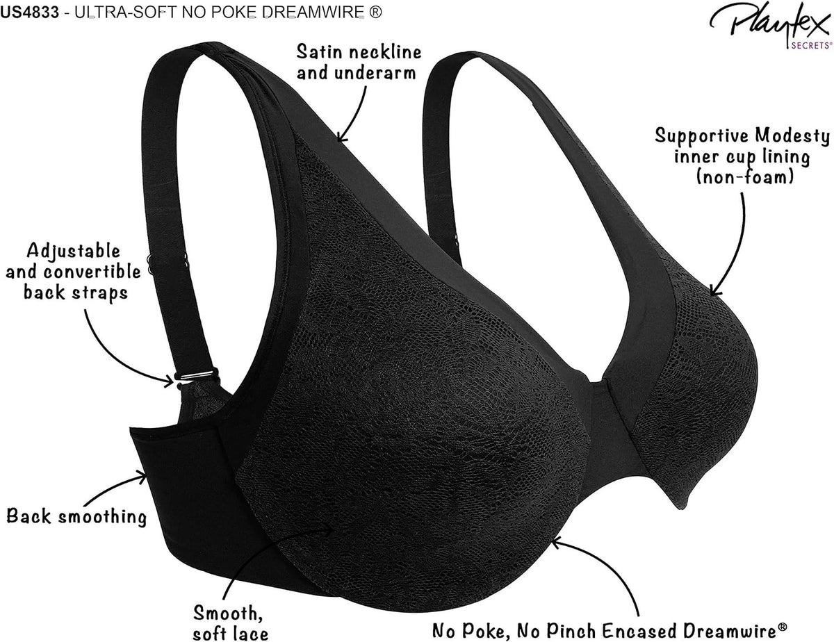 Playtex Dreamwire Underwire Bra – Black