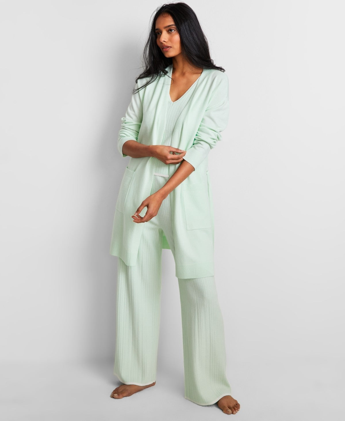 State of Day Sweater-Knit Duster – Light Green