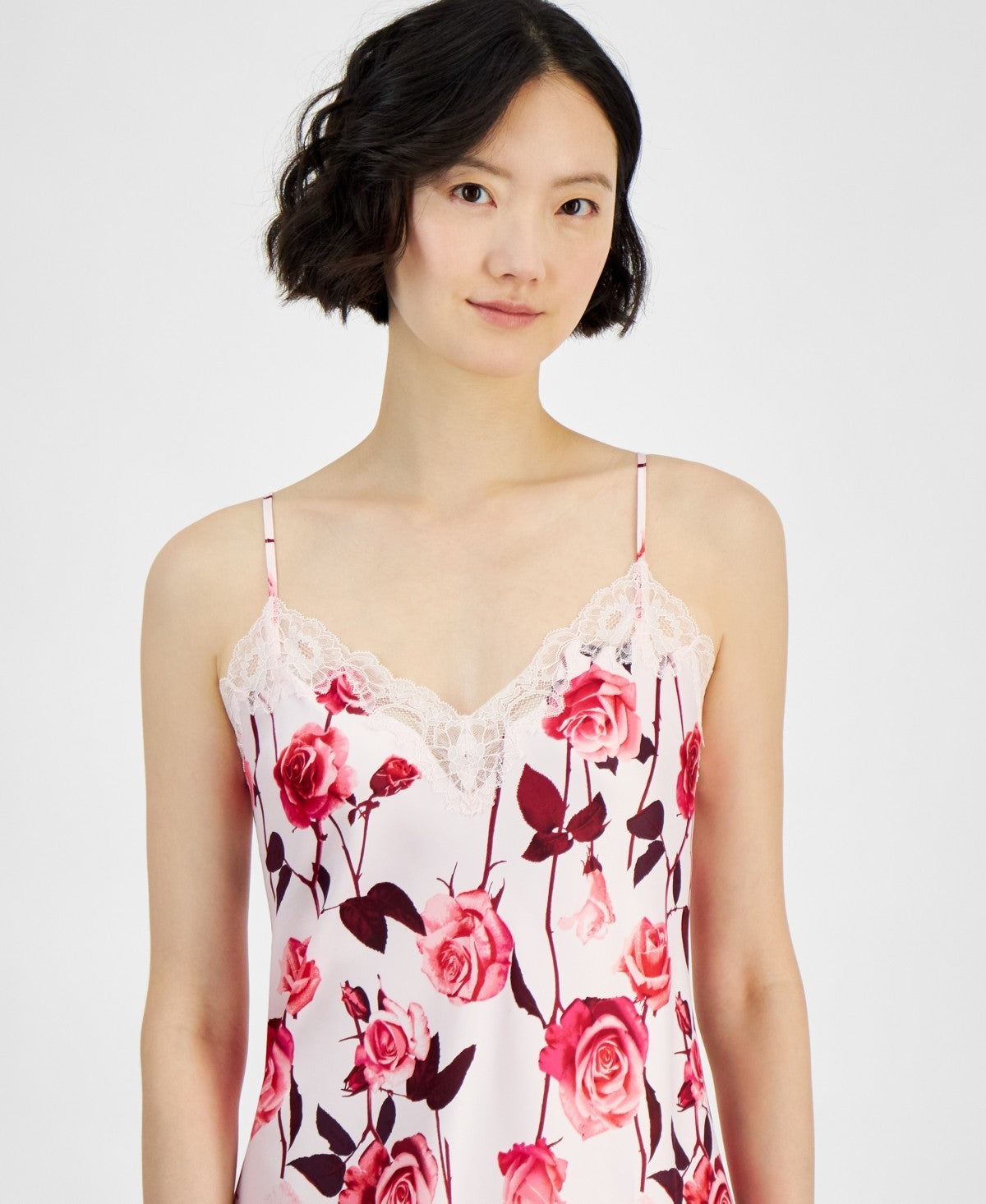 INC International Concepts Lace-Trim Satin Nightgown – Pink